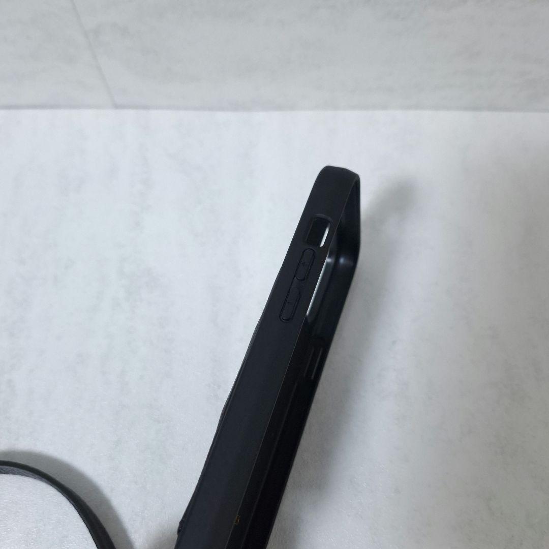 バンドリヤー スマホケース ストラップ iPhone 15Pro 高級感 黒