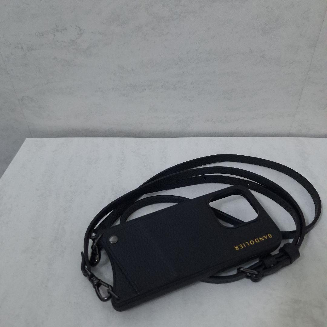 バンドリヤー スマホケース ストラップ iPhone 15Pro 高級感 黒