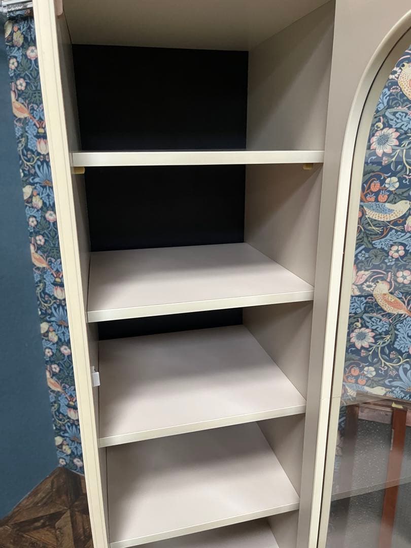 アーチ型 食器棚 飾り棚 小ぶり スリム 白 ホワイト 水屋 当時物 昭和レトロ