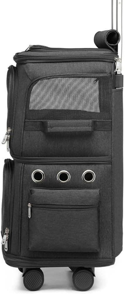 Muadress 猫 キャリーバッグ 2匹用 ペットキャリーバック ブラック