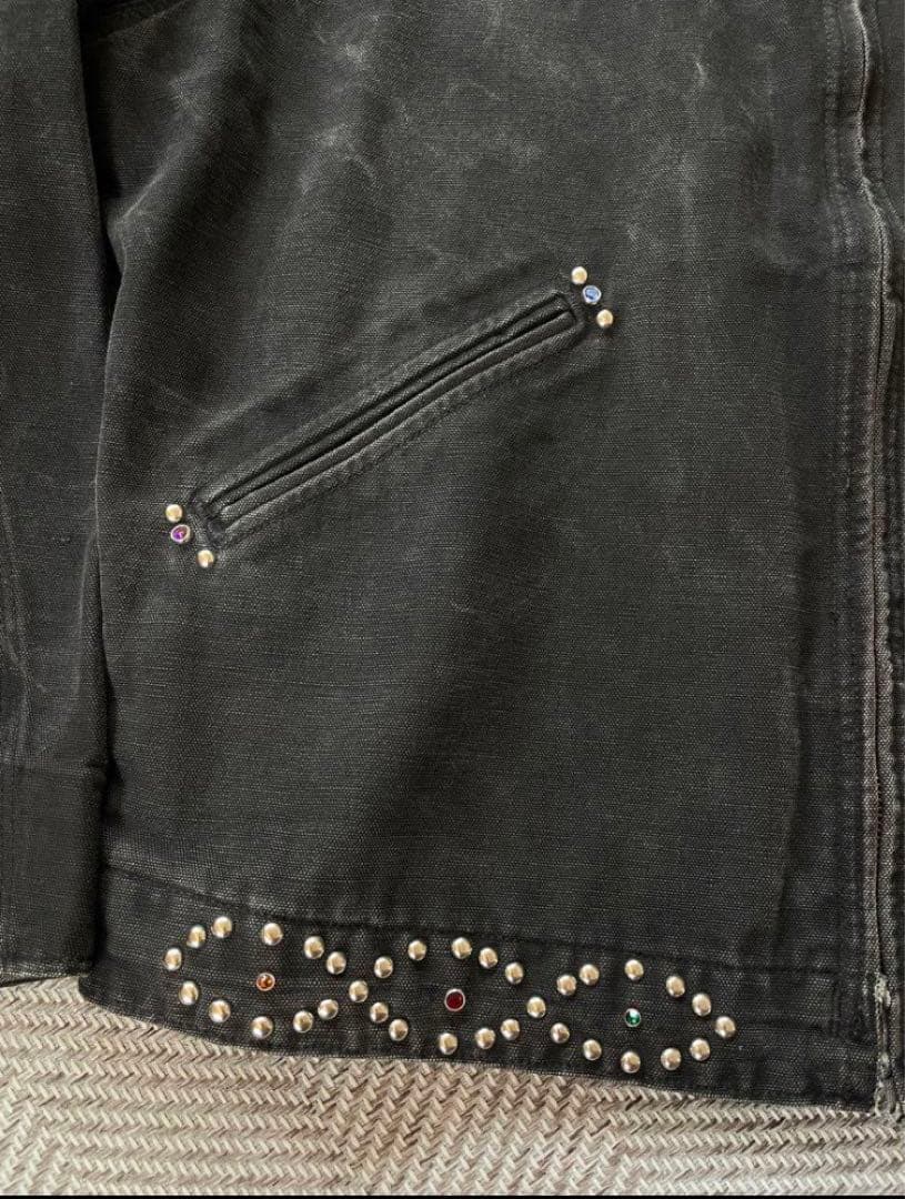 『一点物』Carhartt デトロイトジャケット ブラック スタッズカスタム