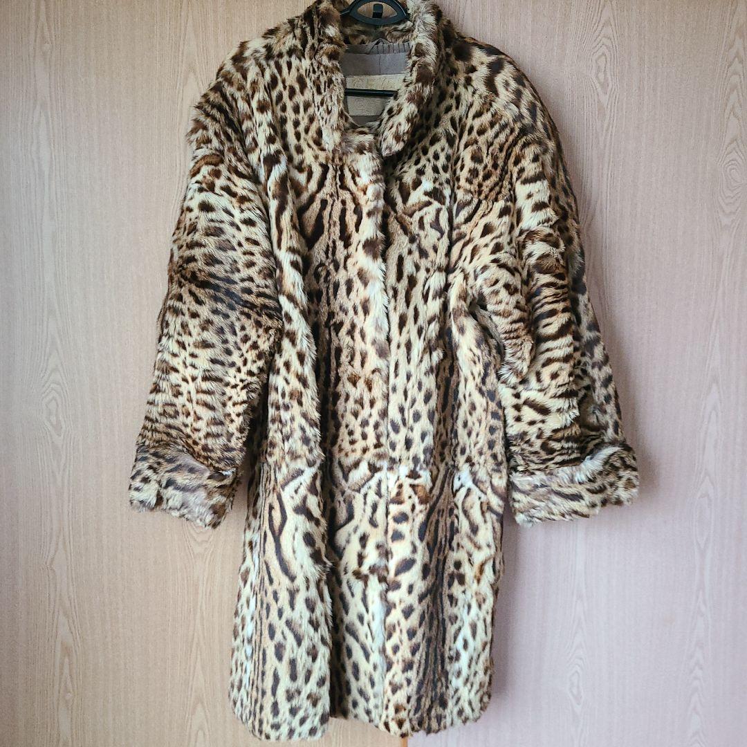 D*1様 エンバヒョウ柄 天然毛皮リピースキン ロングコート