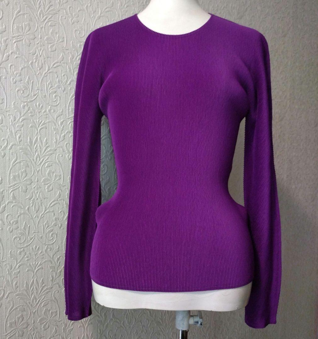 プリーツプリーズ　PLEATSPLEASE リブ編み パープル 長袖 トップス