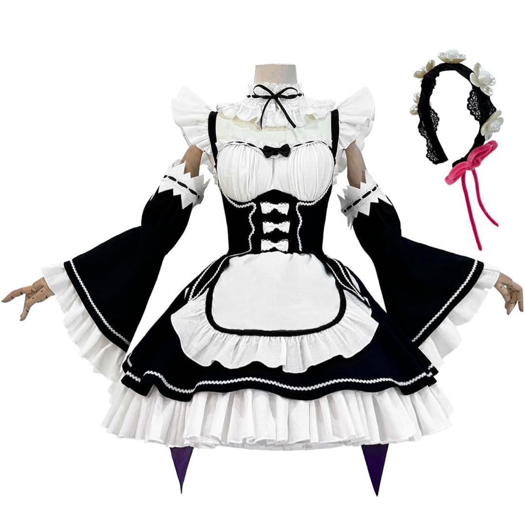 リゼロ レム コスプレ 衣装 ウィッグ パニエ 付き