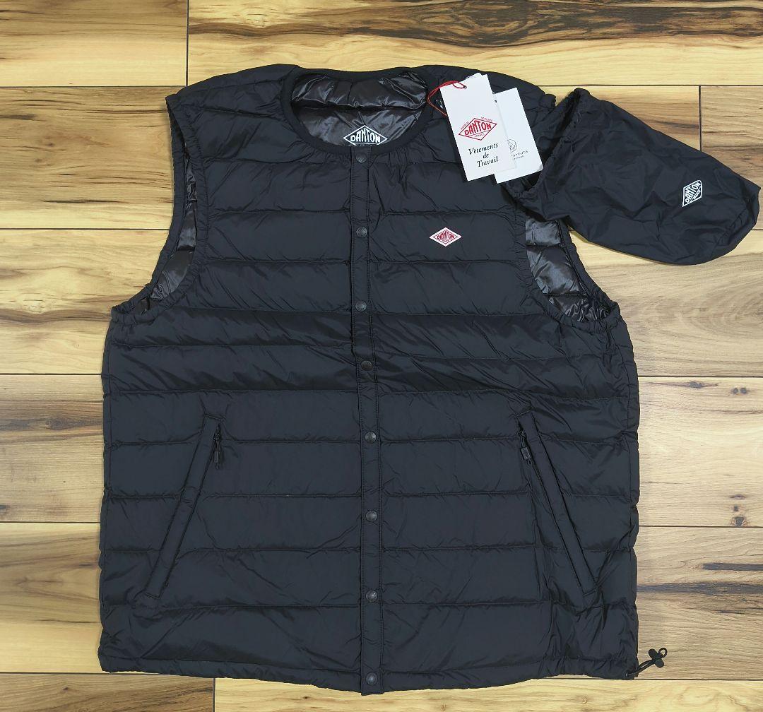 DANTON クルーネック インナーダウン ベスト 黒