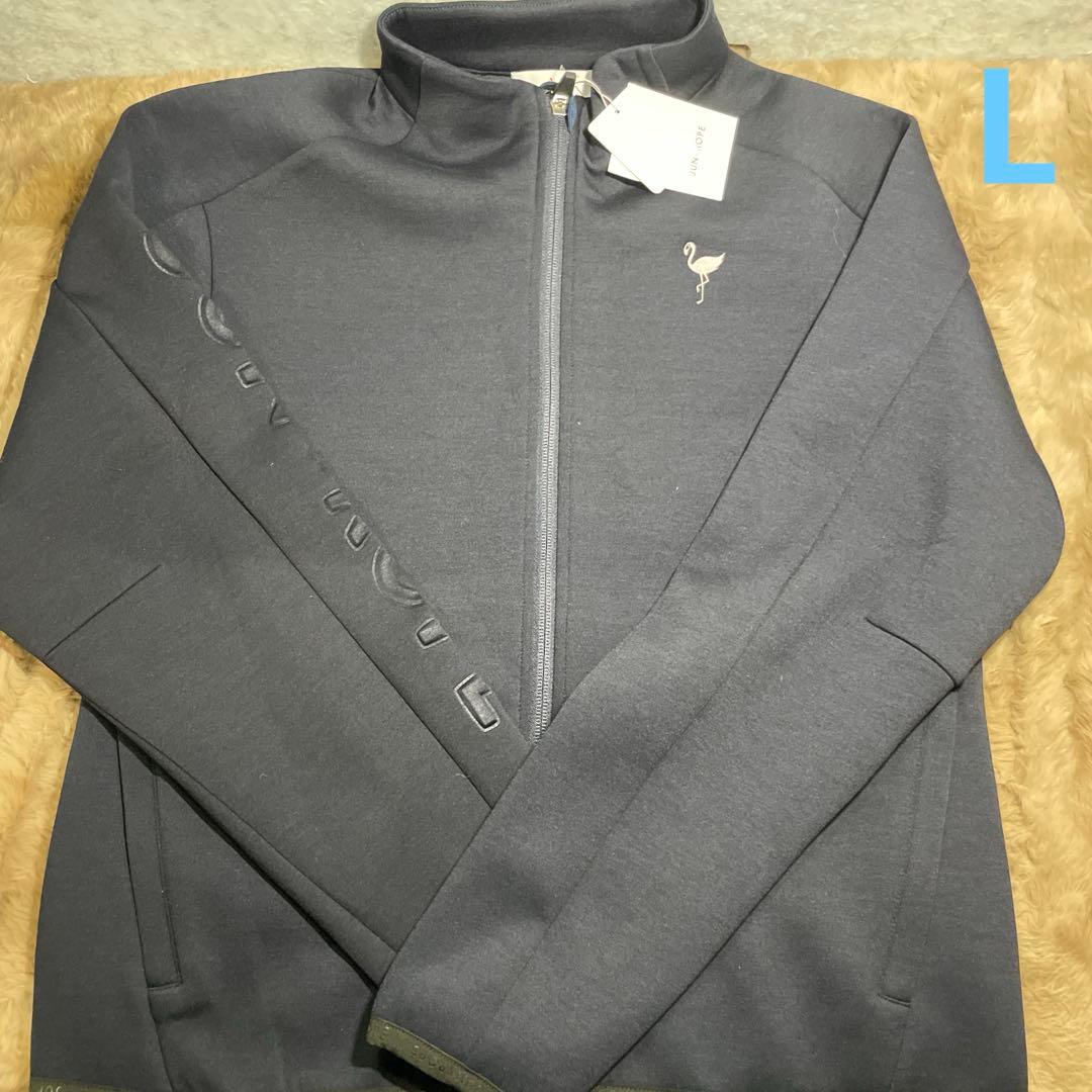 JUN&ROPE ダンボールニットエンボスロゴブルゾン ネイビー