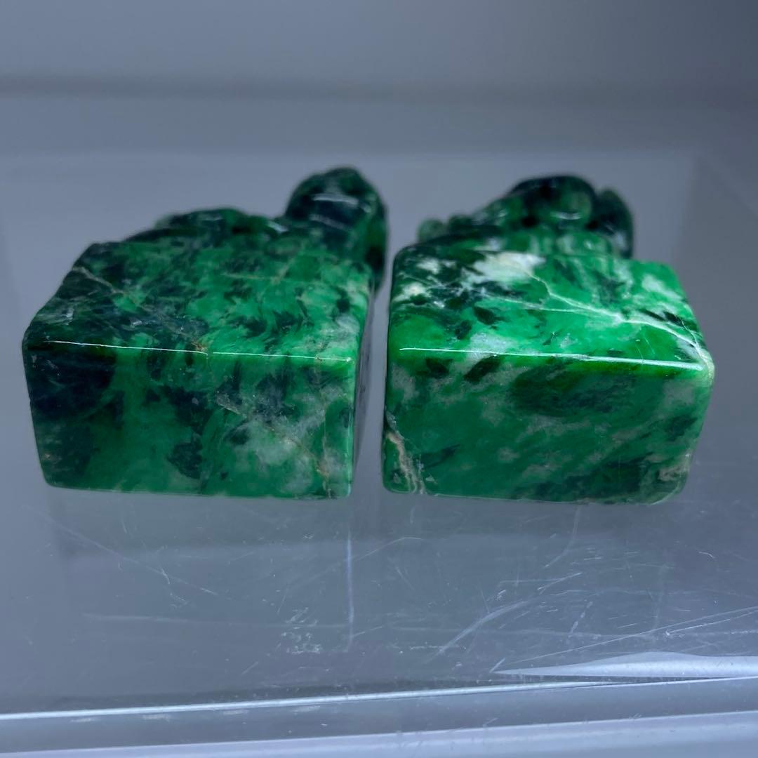 本翡翠　獅子印材一対　90g 東Y7-0212ア㉜タニチ