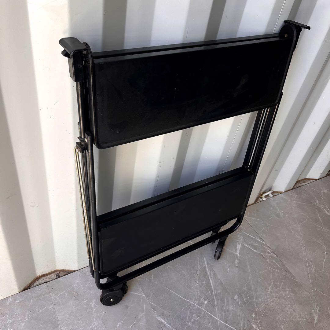 取付無料！ライフハイト 折りたたみ式サイドカート ブラックスチールキッチンワゴン