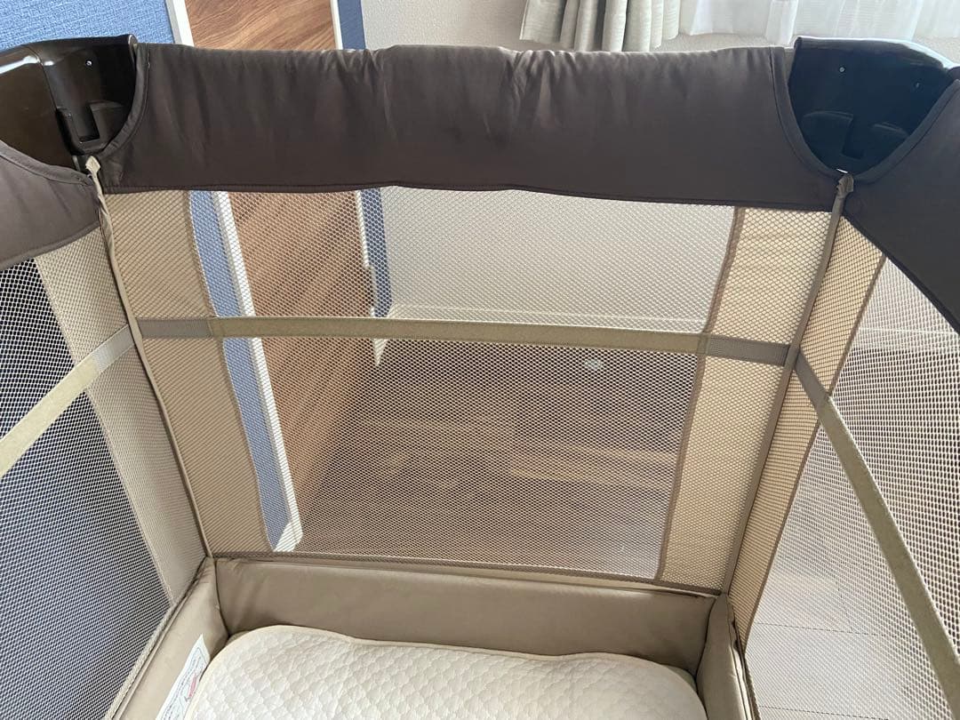 敷布団付き★Aprica折り畳みミニベビーベッド ココネルエアーココアブラウン