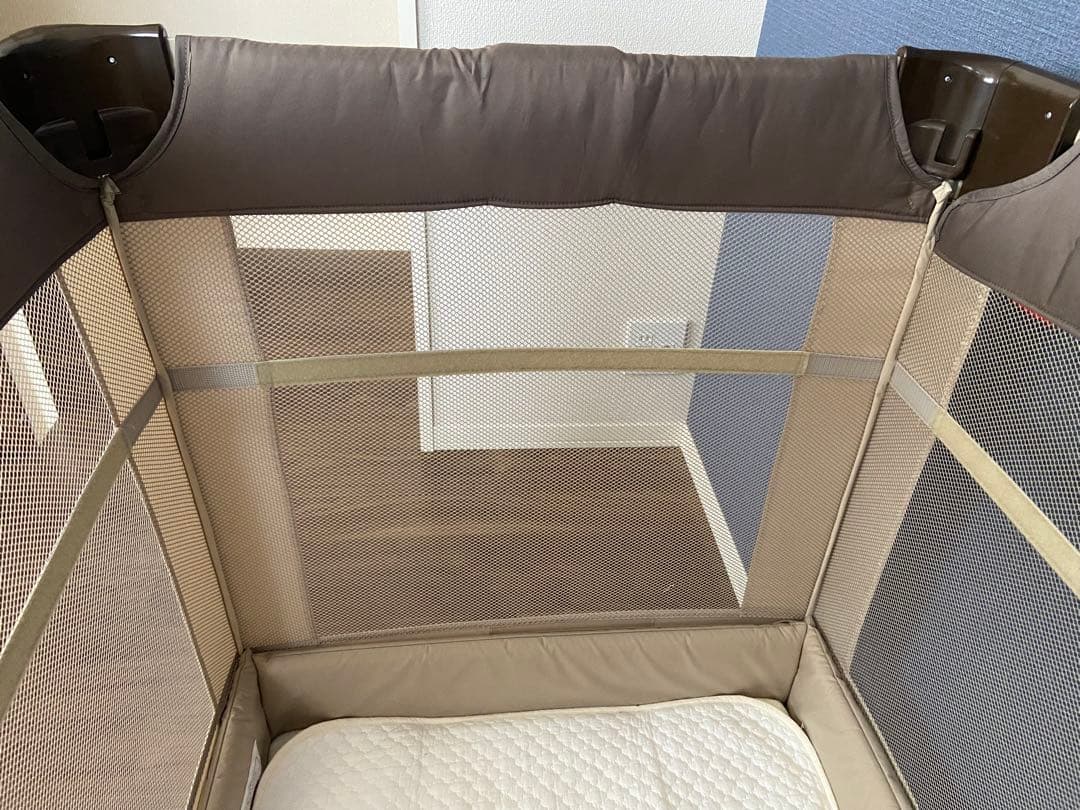 敷布団付き★Aprica折り畳みミニベビーベッド ココネルエアーココアブラウン