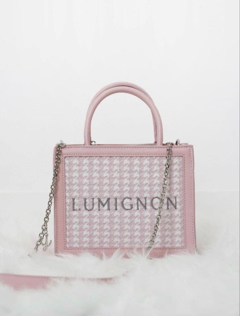 Lumignon houndstooth 2way bag ピンク