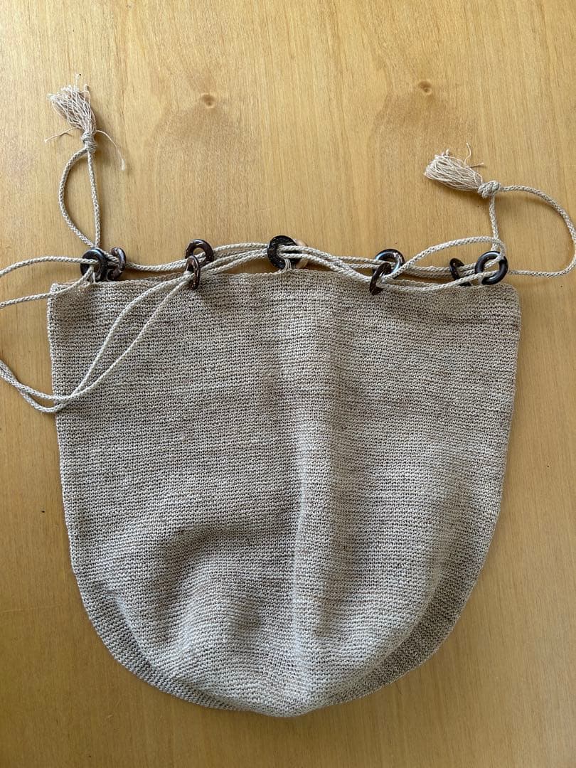 ヨーガンレール　麻　巾着バッグ　ベージュ