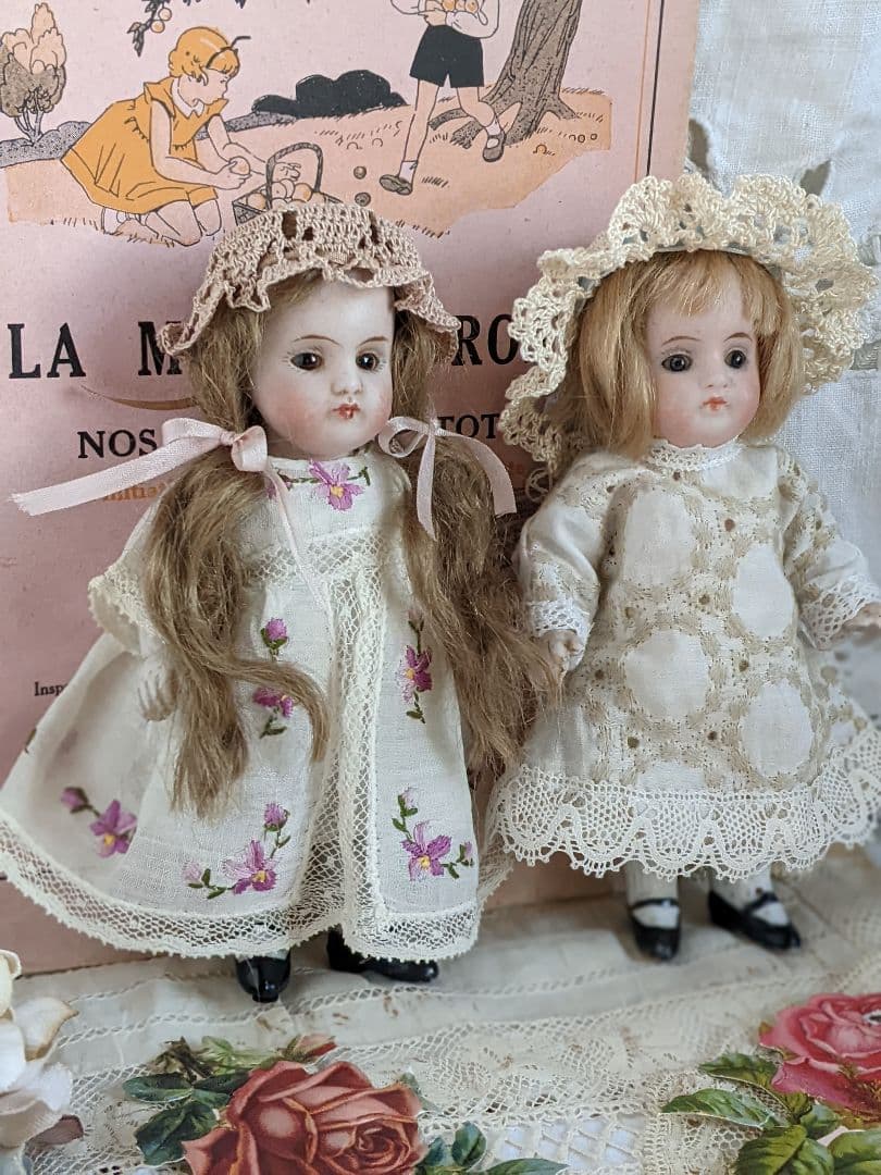 【s】アンティークビスクドール　ミニョネット　ケストナー150 　２体セット