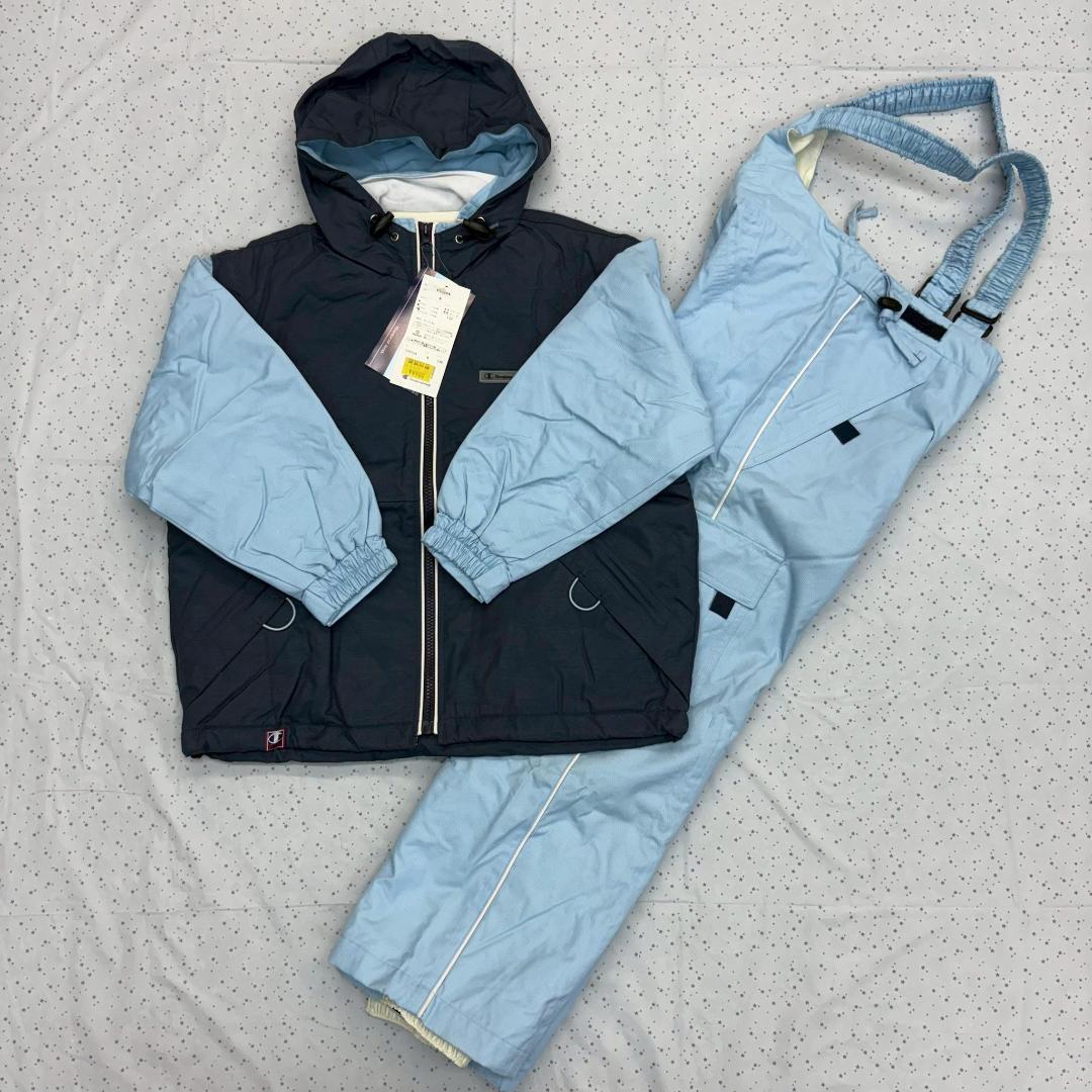 【新品未使用】チャンピオン キッズ スキーウェア 130 上下 紺 水色 レトロ