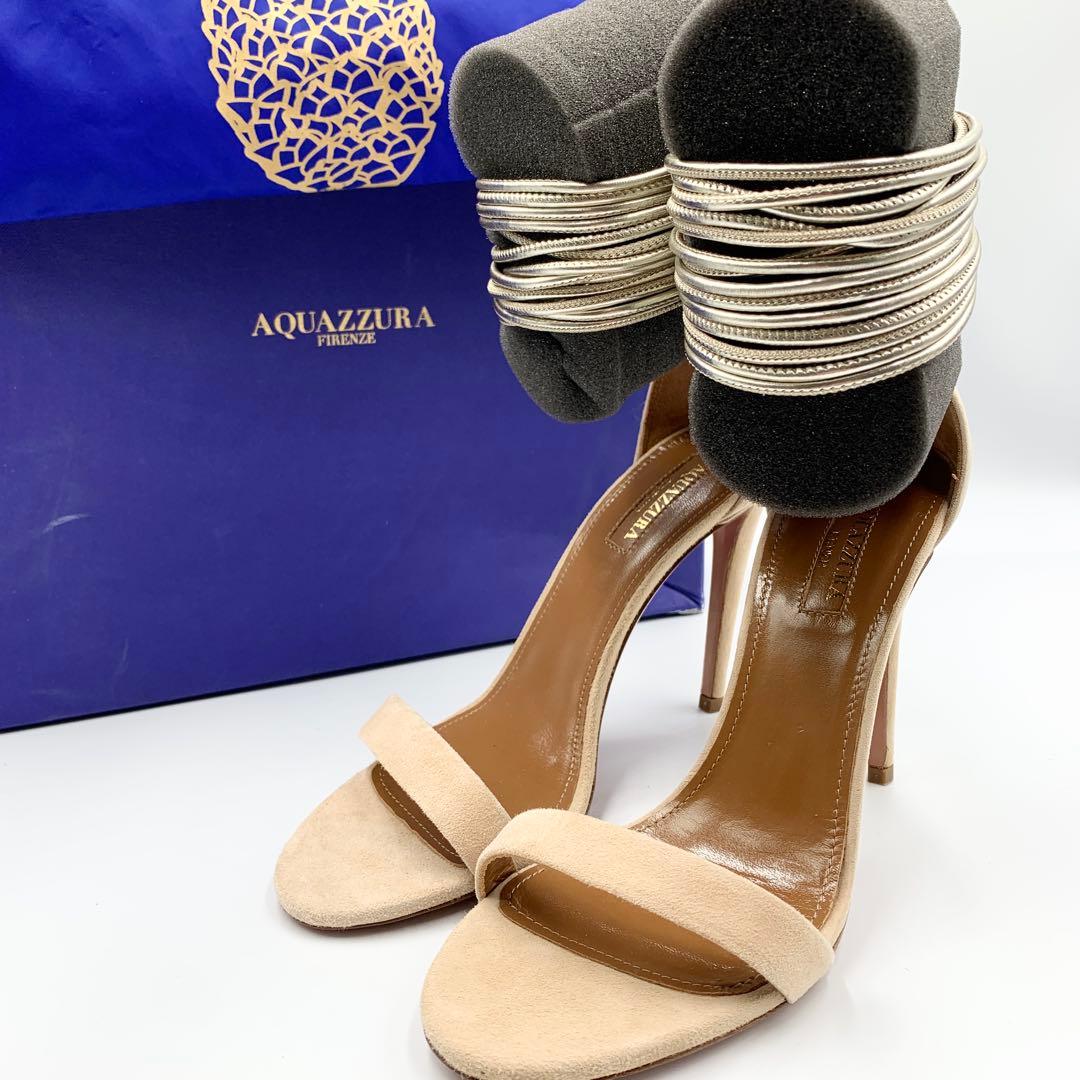 【未使用】 アクアズーラ サンダル ベージュ ゴールドストラップ 36サイズ