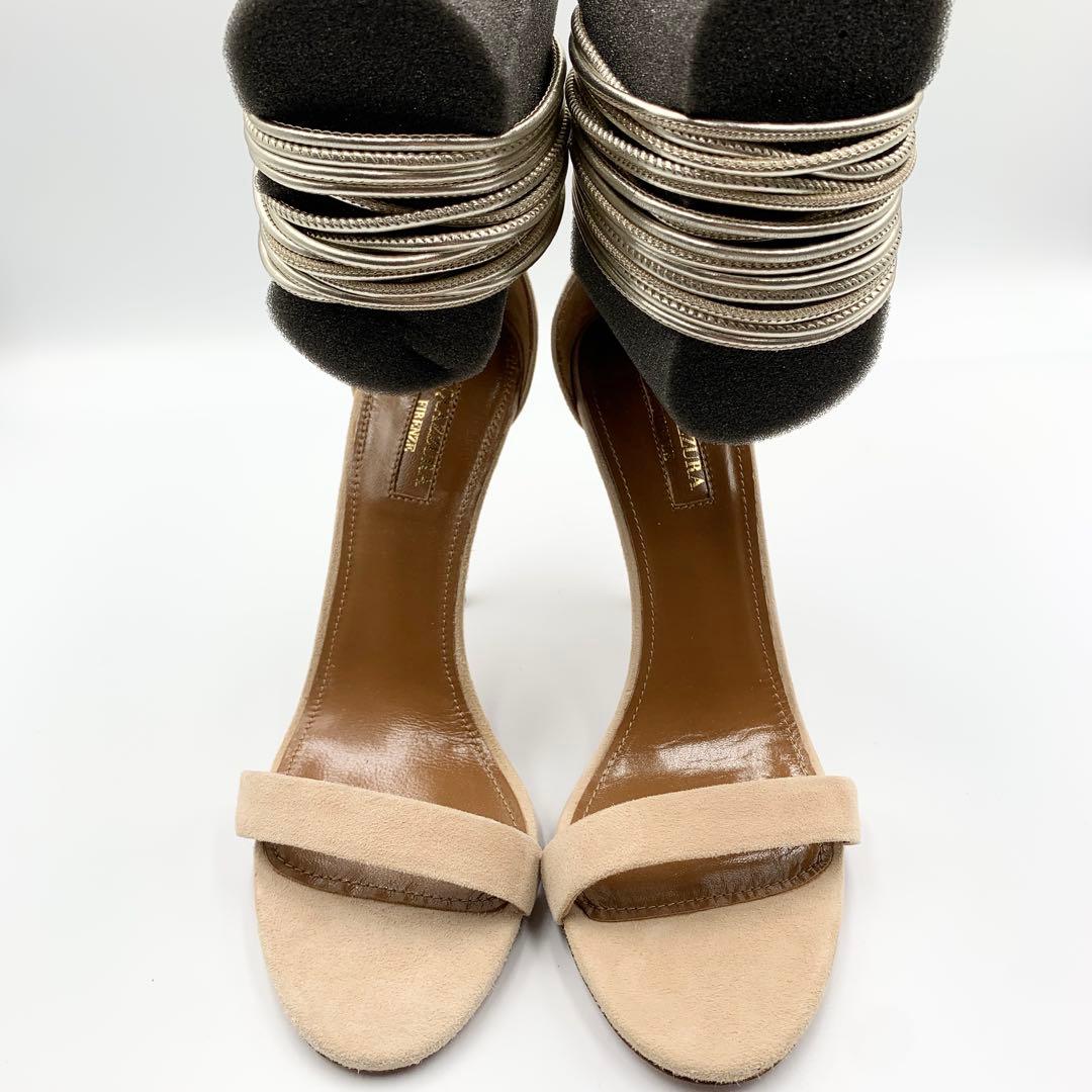 【未使用】 アクアズーラ サンダル ベージュ ゴールドストラップ 36サイズ