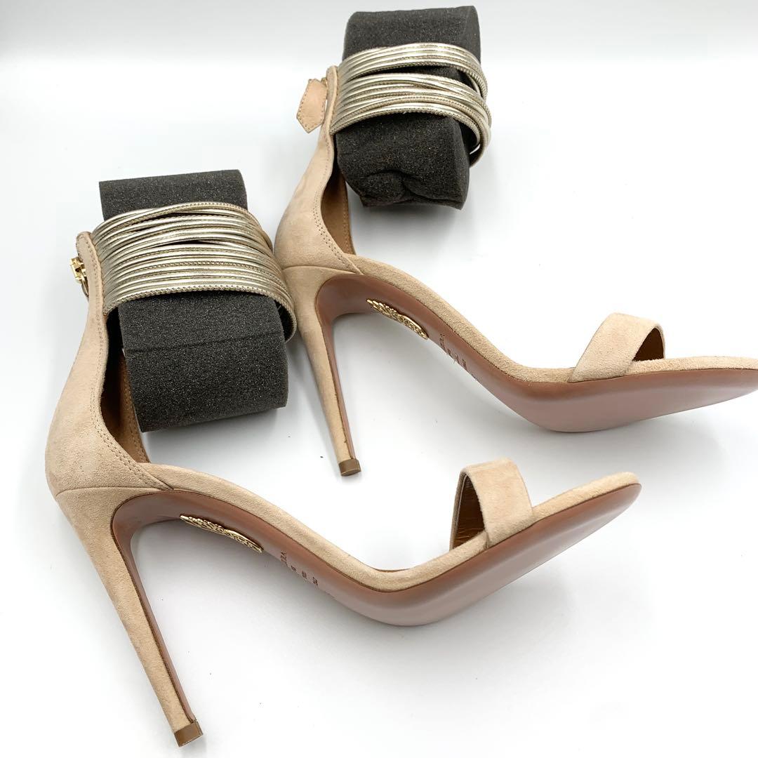 【未使用】 アクアズーラ サンダル ベージュ ゴールドストラップ 36サイズ