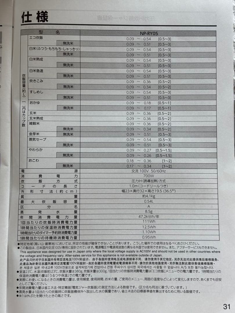 【早い者勝ち】象印 炊飯器 3合 圧力IH式 極め炊き NP-RY05