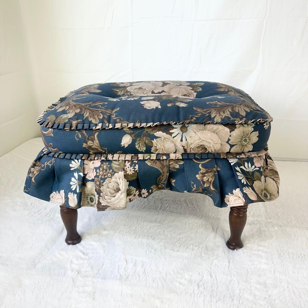 ✨飛騨産業✨キツツキマーク 花柄オットマン