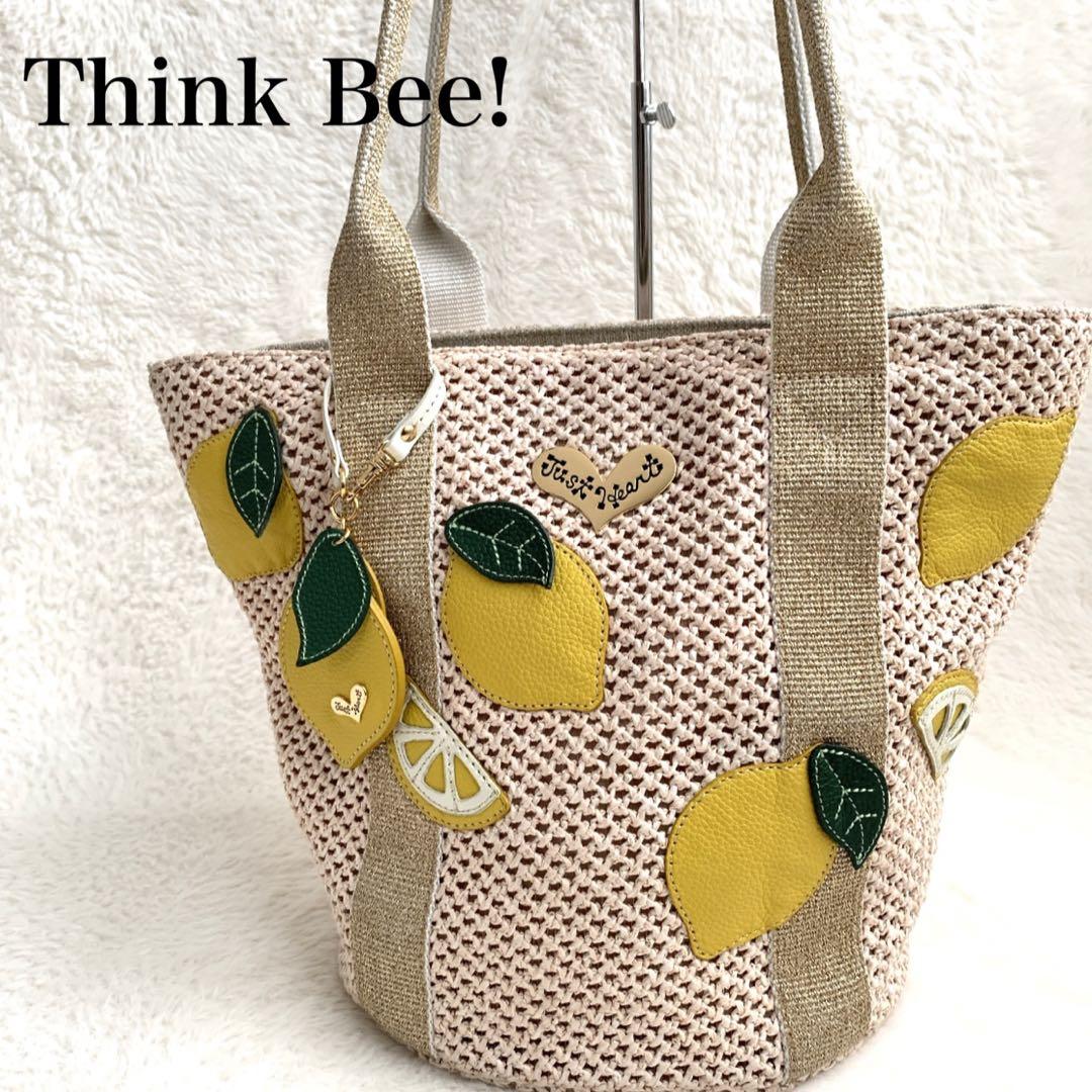 Think Bee! カゴ トートバッグ レモン チャーム付き