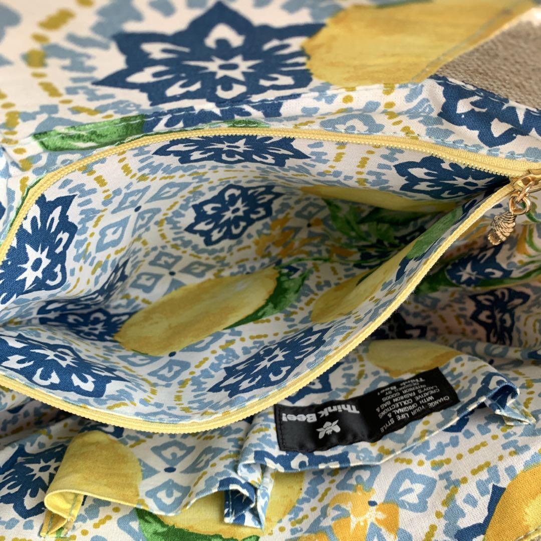 Think Bee! カゴ トートバッグ レモン チャーム付き