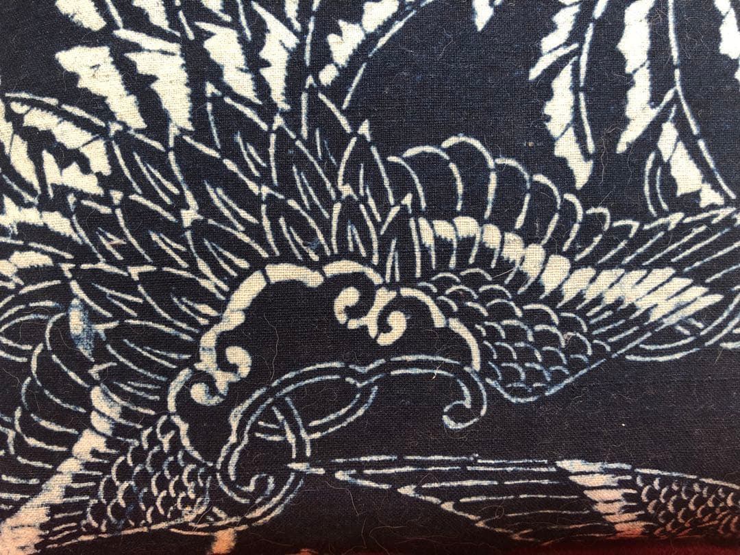 一閑張り　一閑張りバック　藍染 　麒麟麦酒　型染隠れ蓑