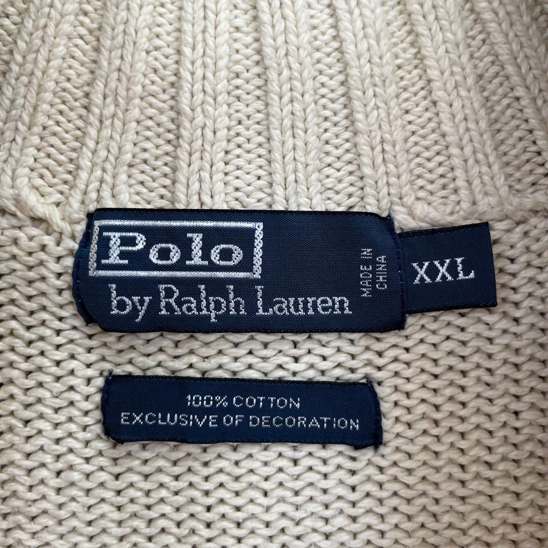 【ビンテージ】ポロ ラルフローレン ハーフジップ コットンセーター ニット 古着
