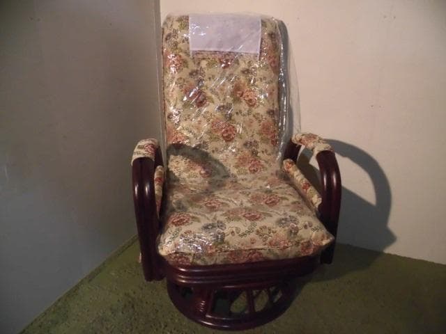 アウトレット【送料無料】高級ラタンギア式リクライニング回転座椅子【ハイタイプ】