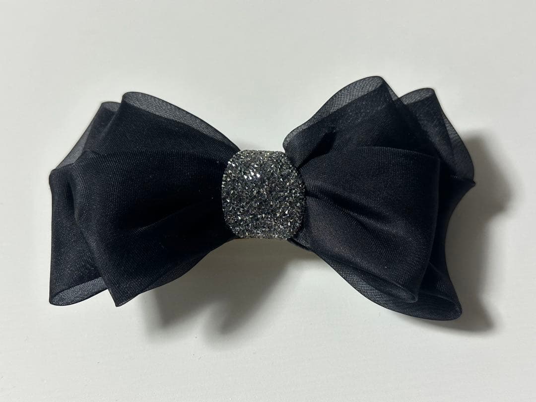 acca ブラックリボン バレッタ（金具8センチ）