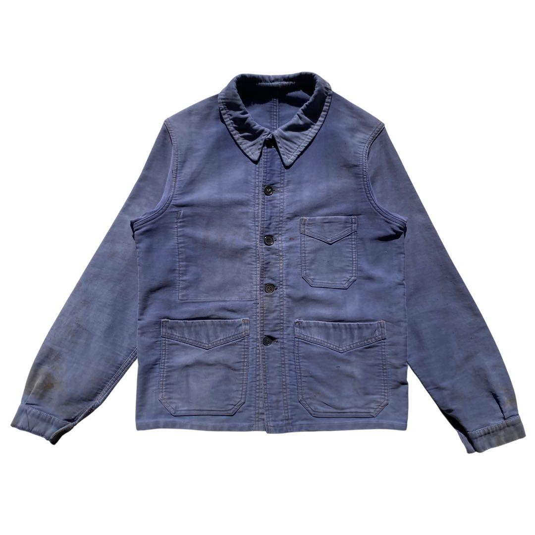 50s フレンチ ヴィンテージ Vポケ モールスキンジャケット ユーロ ボロ古着