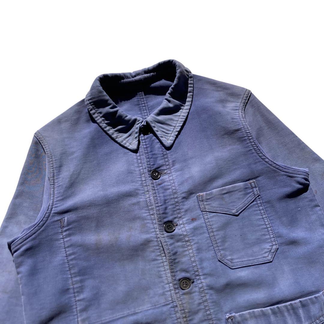 50s フレンチ ヴィンテージ Vポケ モールスキンジャケット ユーロ ボロ古着