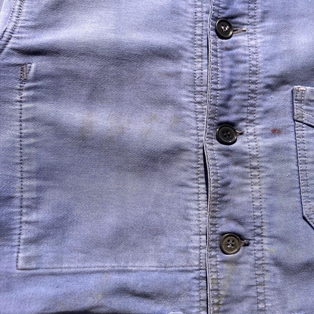 50s フレンチ ヴィンテージ Vポケ モールスキンジャケット ユーロ ボロ古着