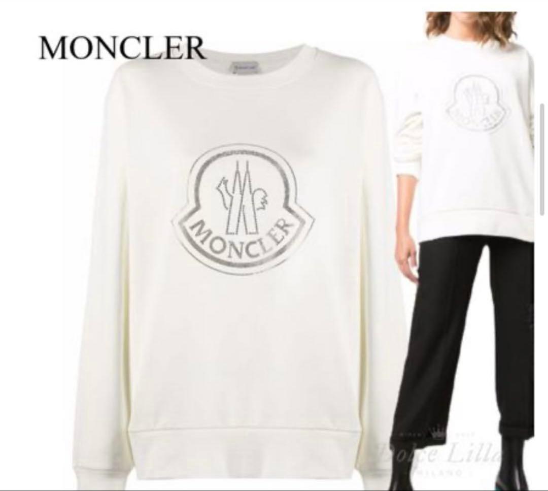 23AW美品❣️正规品❣️男女兼用モンクレールロゴエンブロイダリートレーナーホワイト