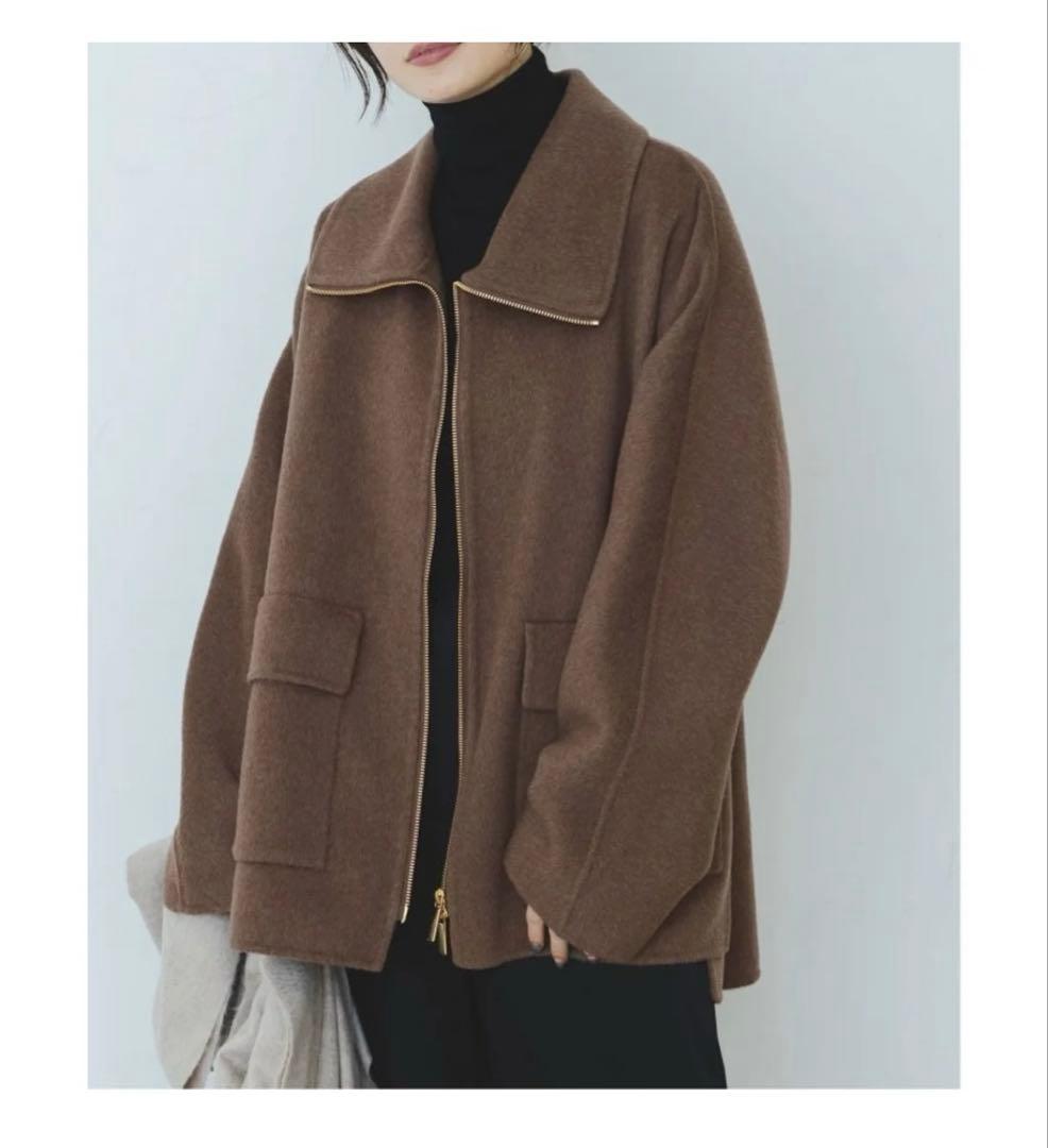 NOBLE ノーブル　リバー　ジップ　コート　ブルゾン　36 ブラウン