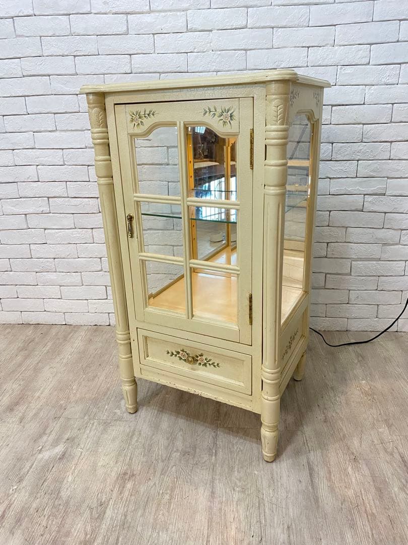 【東京都内23区配送無料】ショーケース　ガラス　キュリオ　ロココ　アンティーク