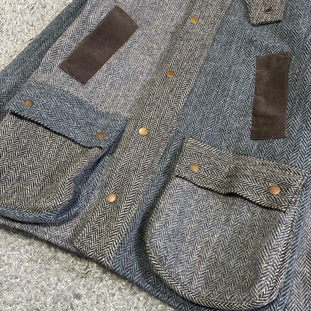 【美品】ユーズド×ハリスツイード パッチワークジャケット BEDALE再構築 1