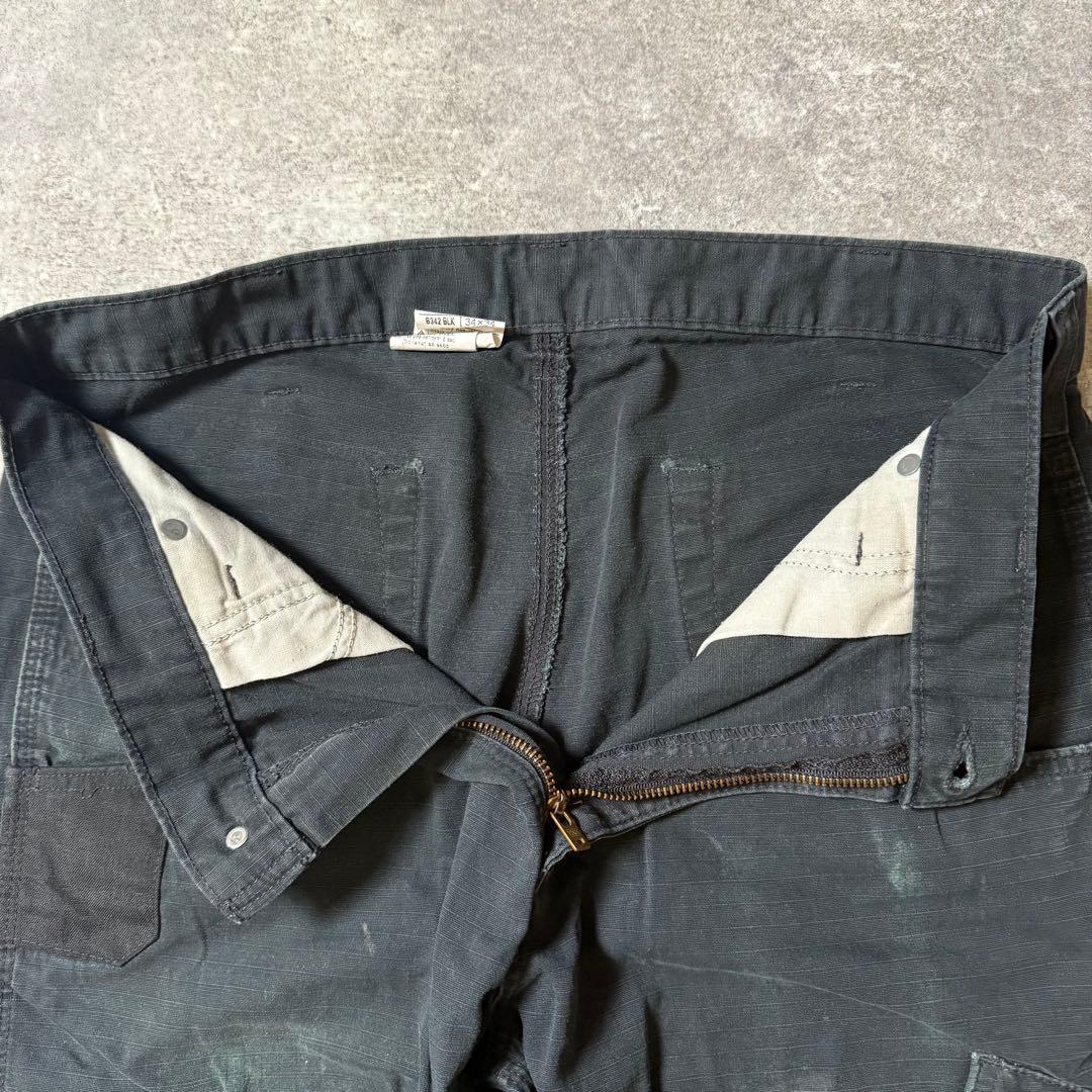 タコわさ様カーハートダブルニー ワークパンツ リップストップ ブラック