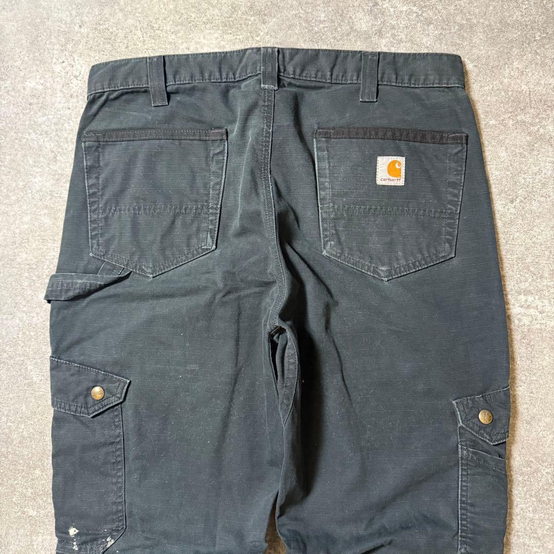 タコわさ様カーハートダブルニー ワークパンツ リップストップ ブラック