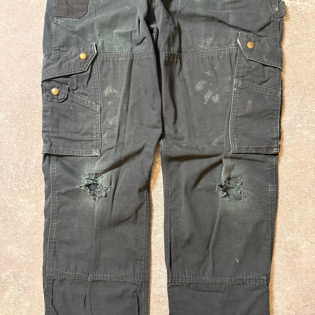 タコわさ様カーハートダブルニー ワークパンツ リップストップ ブラック