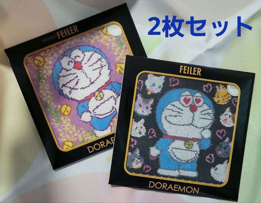 【フェイラー】ドラえもん　LOVELY CATS　MIMOSA　ハンカチ　2枚