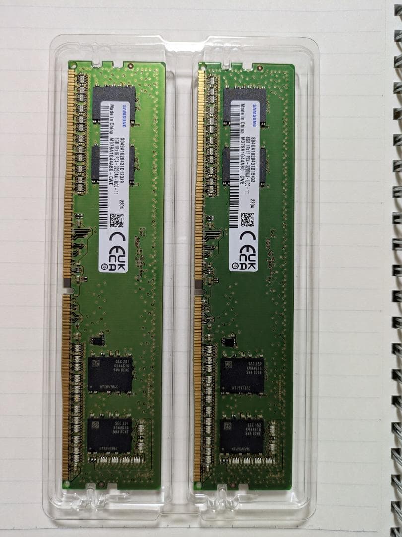 【動作確認済】Samsung DDR4-3200 16GB (8GB×2枚)