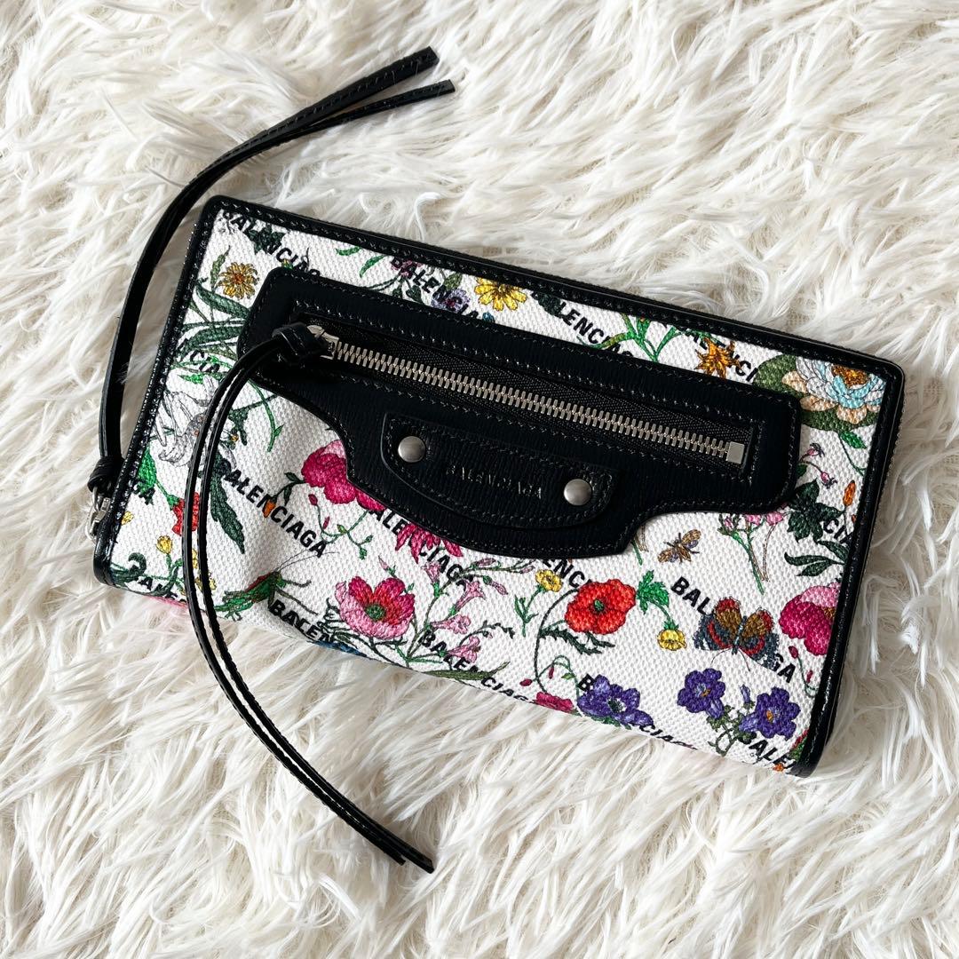 グッチ　バレンシアガ　長財布　ラウンドファスナー　681710 花柄　フラワー