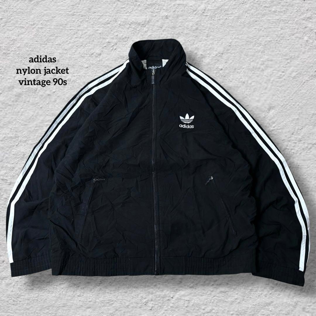 アディダスオリジナルスナイロンジャケット90sブラックvintage古着超激レア