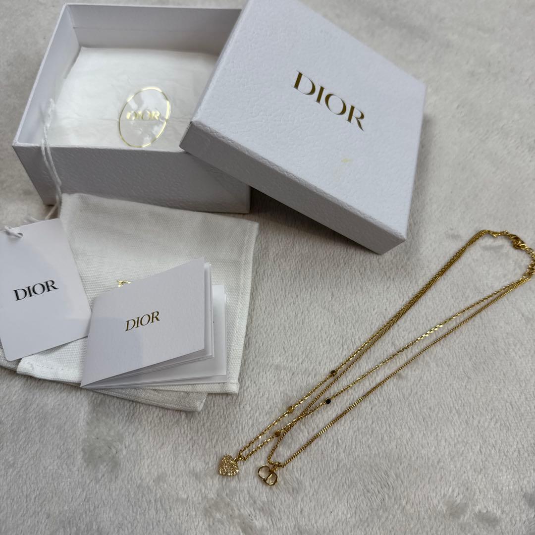 クリスチャンディオール 2連ネックレス クレールディーリュヌ ダブルチェーン美品