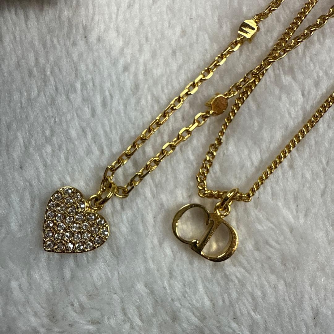 クリスチャンディオール 2連ネックレス クレールディーリュヌ ダブルチェーン美品