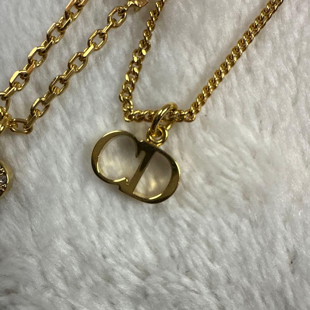 クリスチャンディオール 2連ネックレス クレールディーリュヌ ダブルチェーン美品