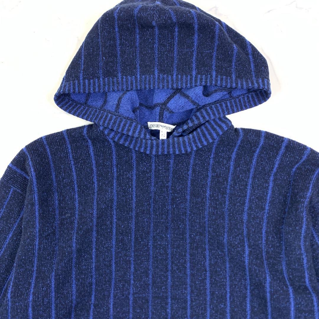 LA9587エンポリオアルマーニ ニットパーカー 青 ブルー ウール USA30