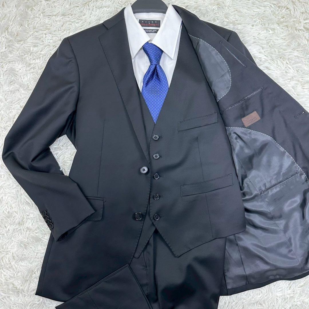 美品✨ ユニバーサルランゲージ カノニコ 3ピース ビジネススーツ 黒 44 S