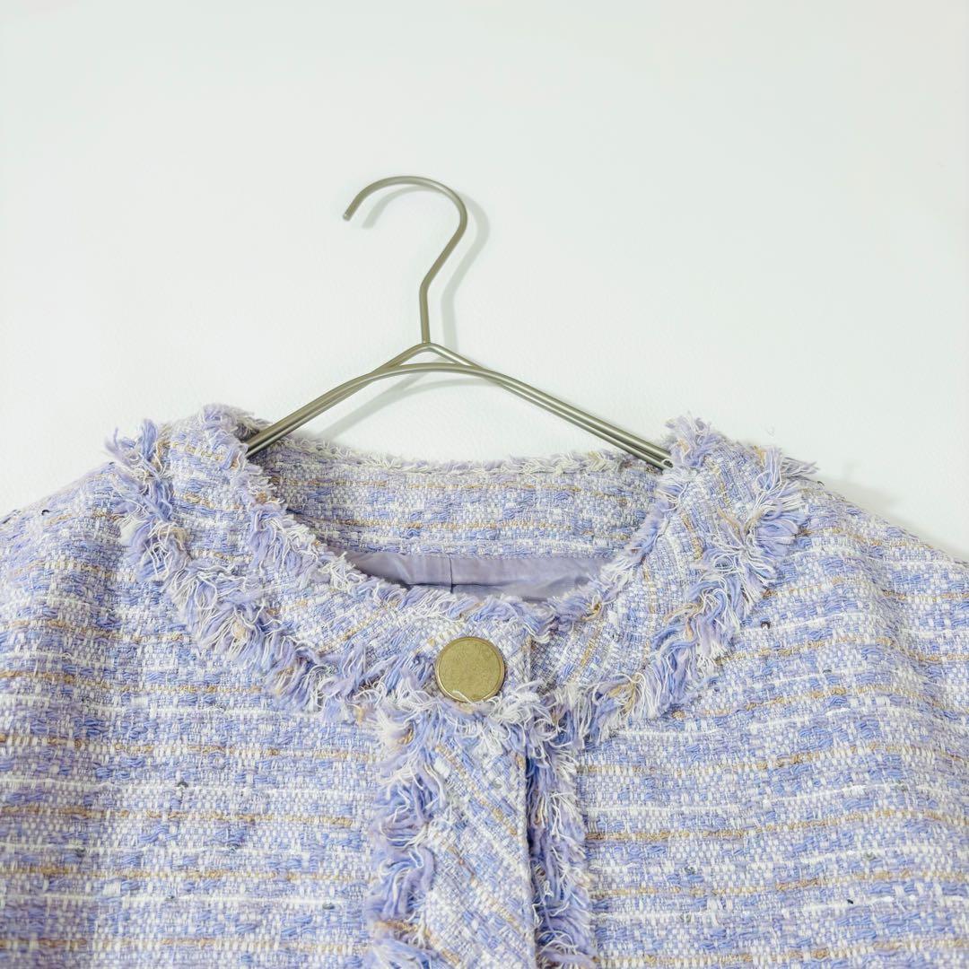 767 ボールジィ シークインツイード クルーネックジレ パープル 36