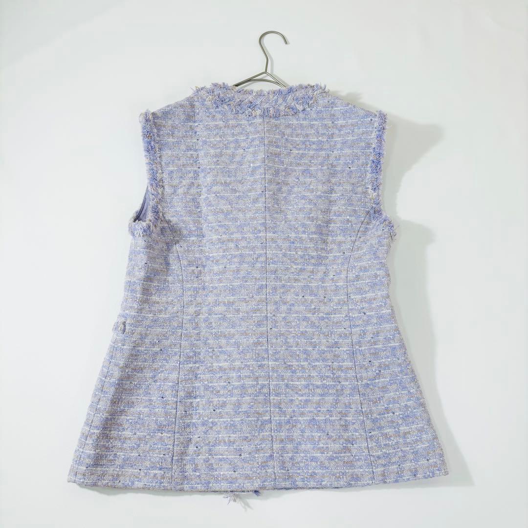 767 ボールジィ シークインツイード クルーネックジレ パープル 36